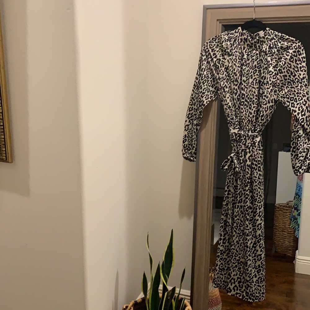 Long sleeve animal print dress